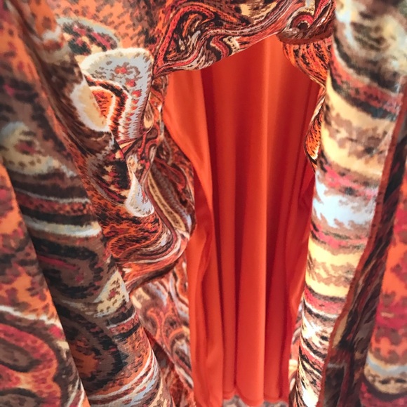 Casee’s Midi Handkerchief Style Women's Dress 2X Orange Multiclor - Picture 3 of 6